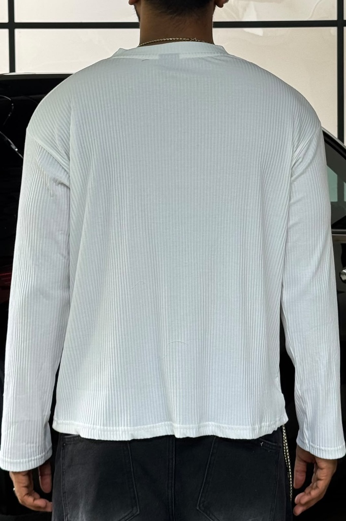 Line Textured White Henley- image needs to be updated