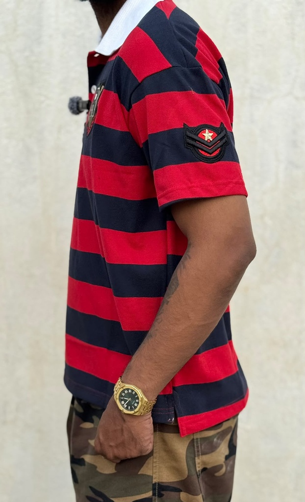 Stripped Collar Tshirt Red