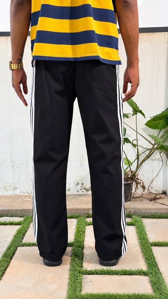 3 stripped trackpant  black