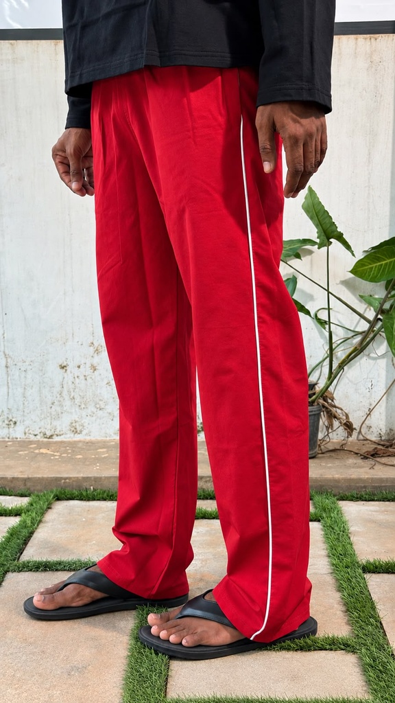 single stripped side line trackpant red