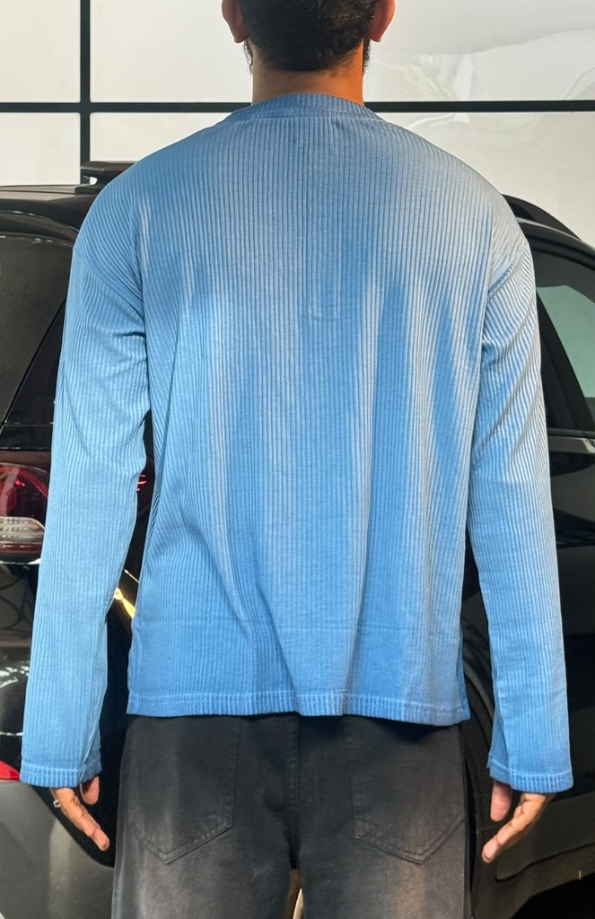 Line Textured blue Henley