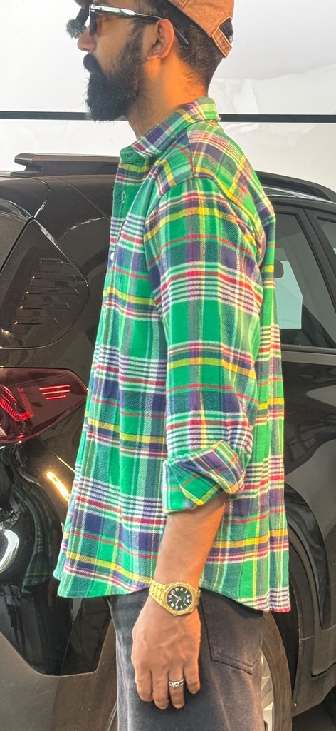 Ralf Green Flannel boxy Shirt - cross patch