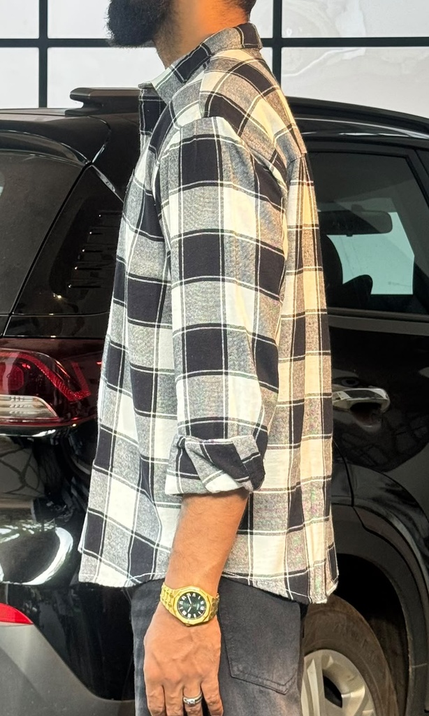 chrome patch Flannel boxy Shirt