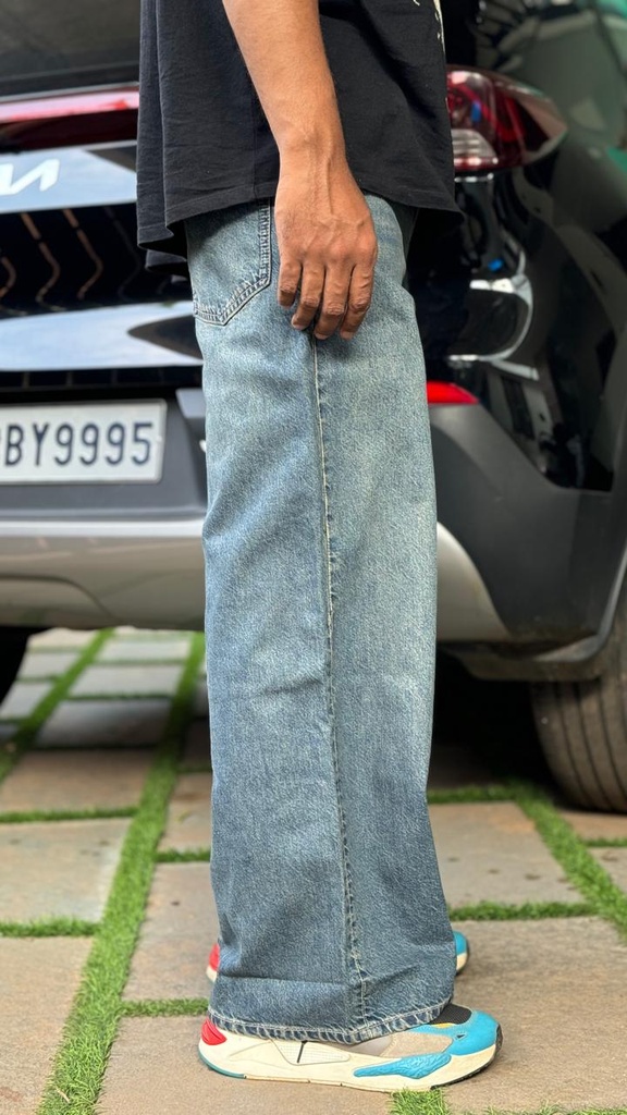 Dark blue baggy vintage wash jeans HM