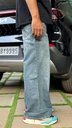 Dark blue baggy vintage wash jeans HM