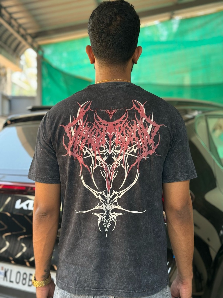 Regular fit Black Vintage Backprint Tshirt
