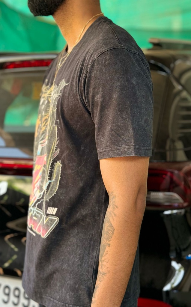 Regular fit black Vintage car Tshirt