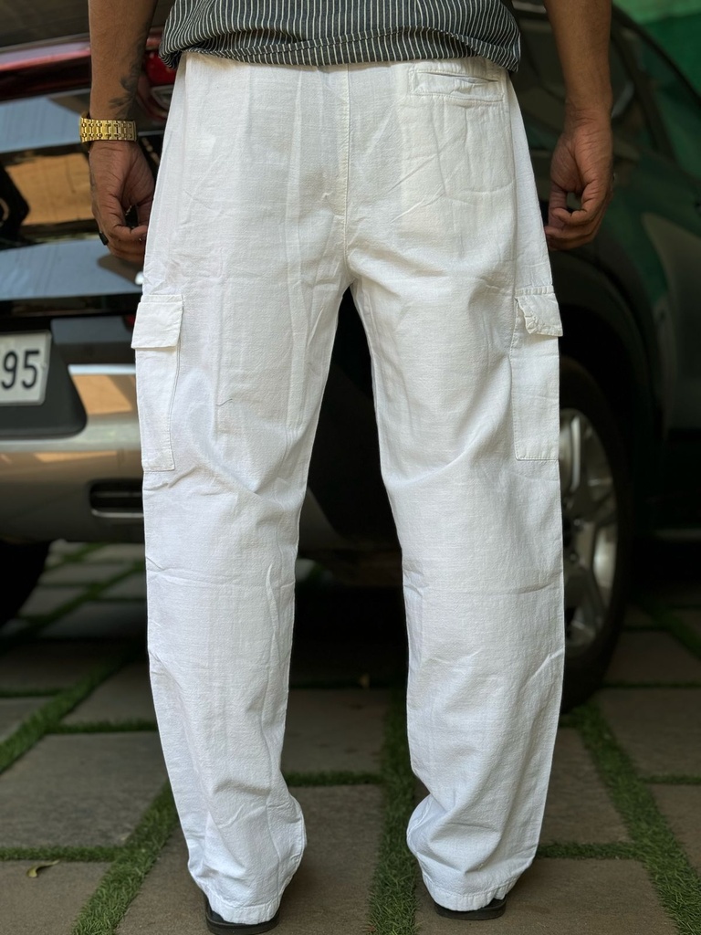 Linen type pants white