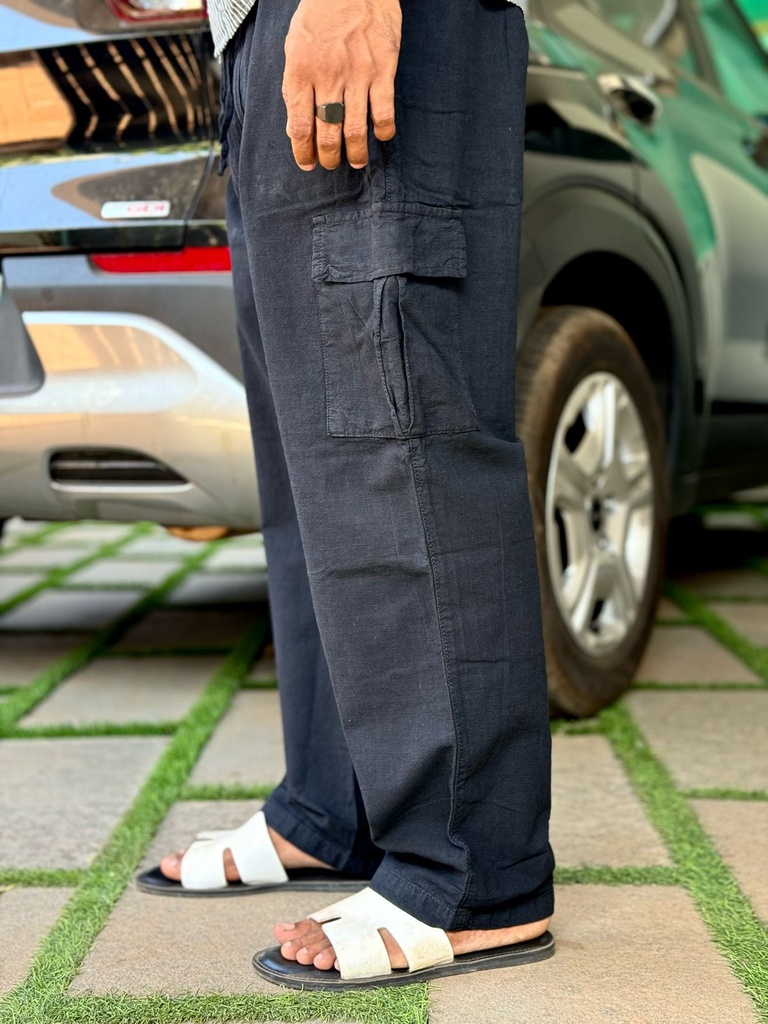 Linen type pants Black