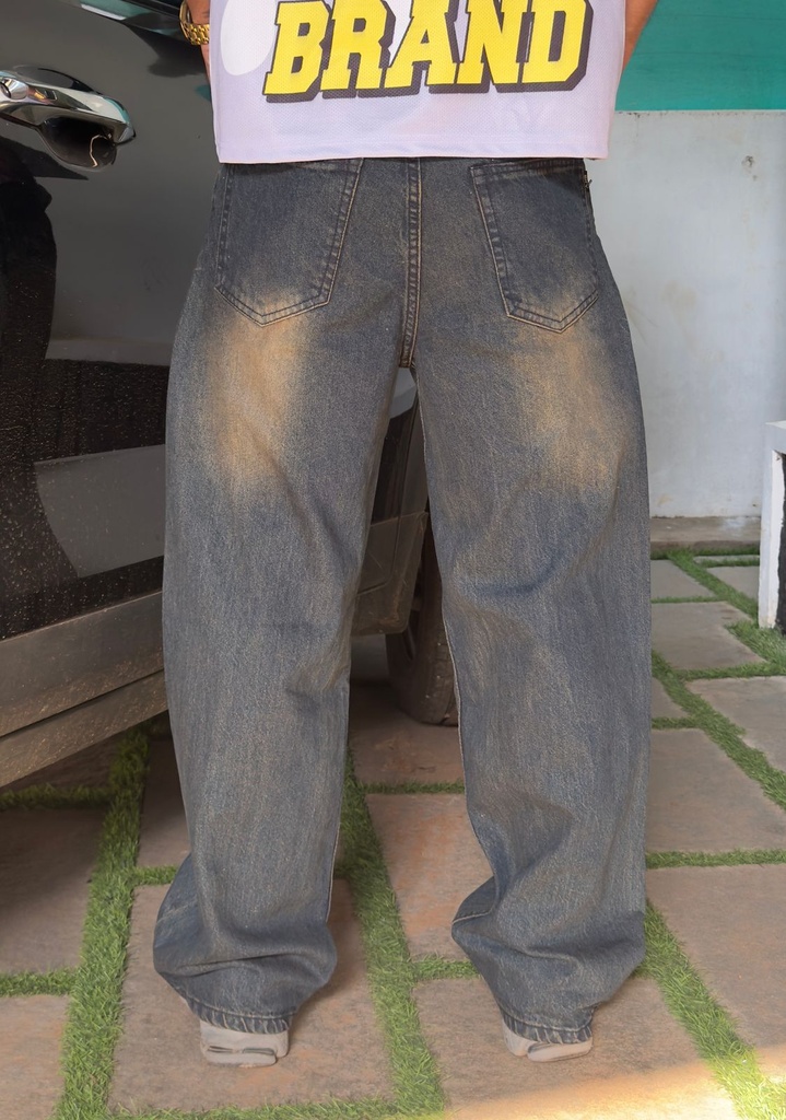 Dark blue  BROWN FADED baggy vintage Jeans