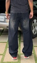line whisker Baggy Rustwash black n brown Jeans