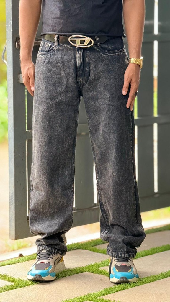 Black stone wash jeans - relaxed fit