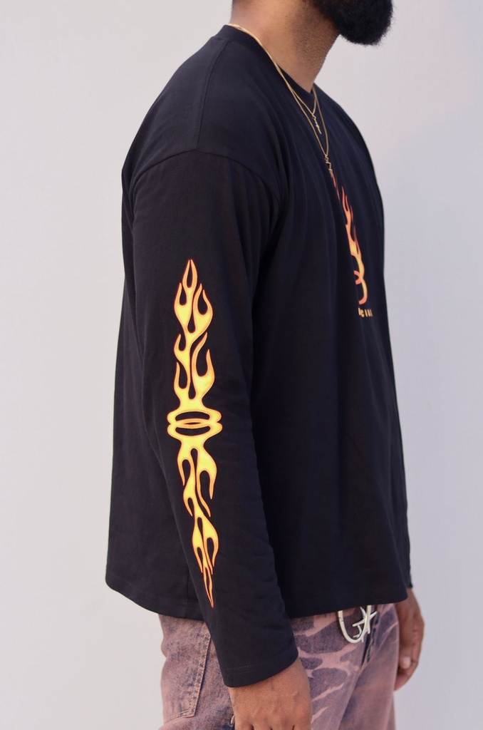 Balen flame print fullsleeve boxy tshirt