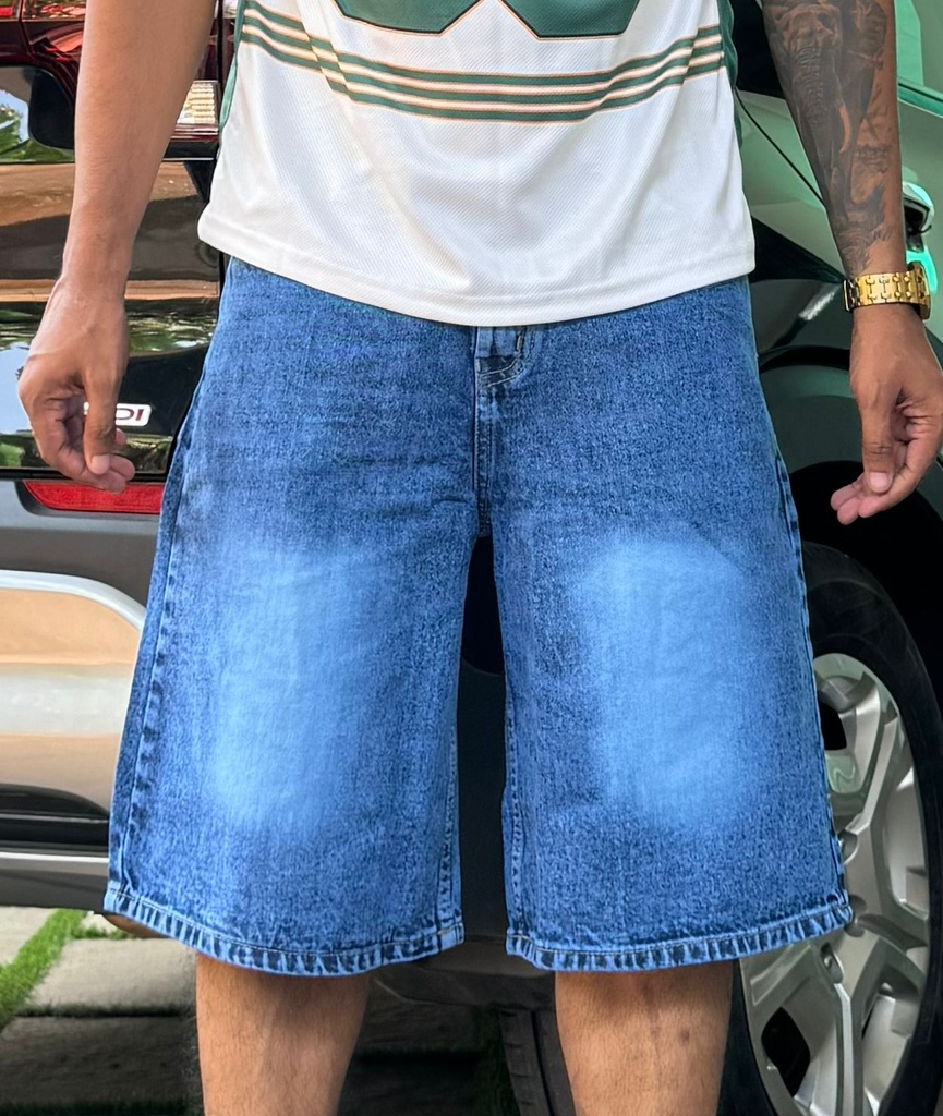 Dark Blue Embroidery Jorts