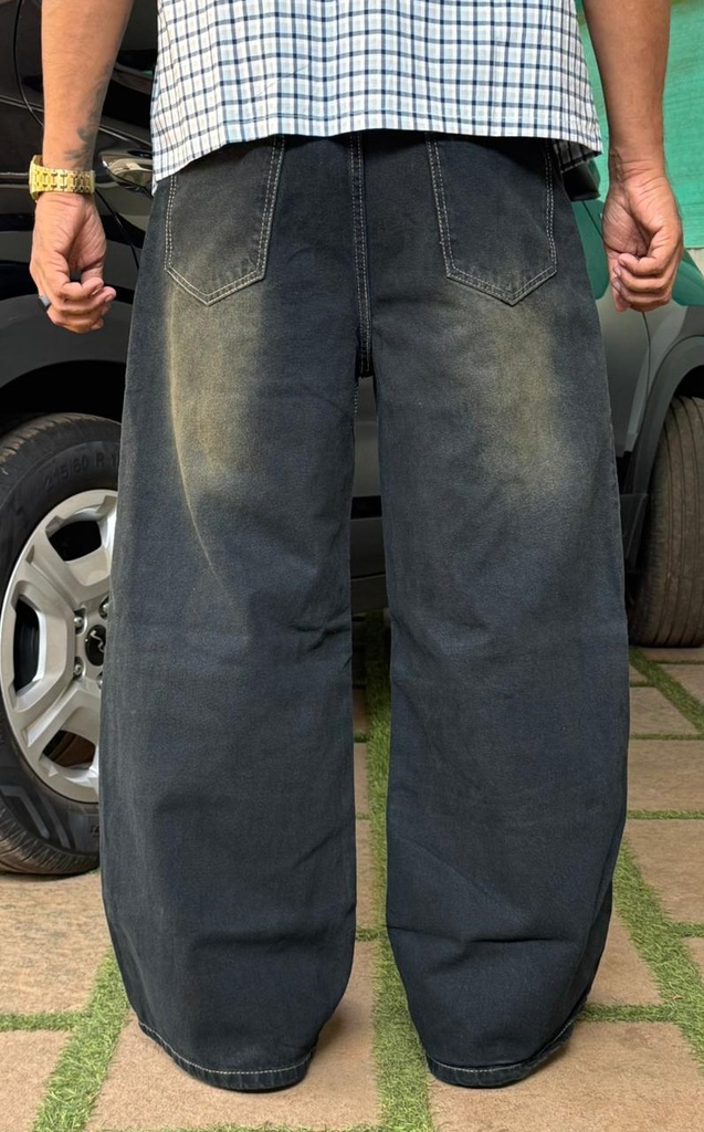 12inch black yellow baggy wide leg