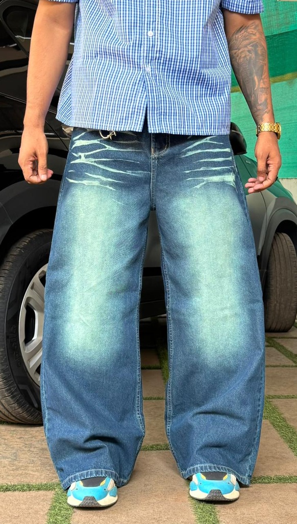 12inch Green faded baggy wide leg