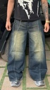 13in wideleg  whisker baggy jeans Black n yellow