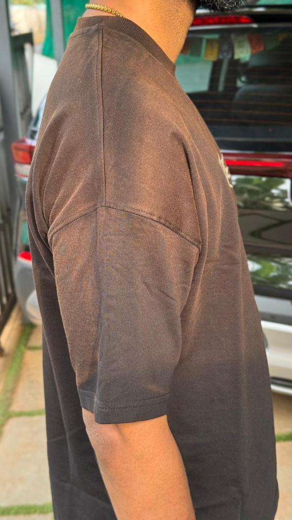 SAVAGE Black and brown faded dropshoulder tshirt