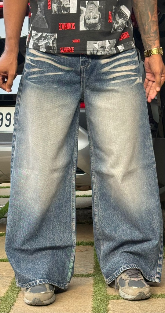 Super Baggy  blue faded Jeans