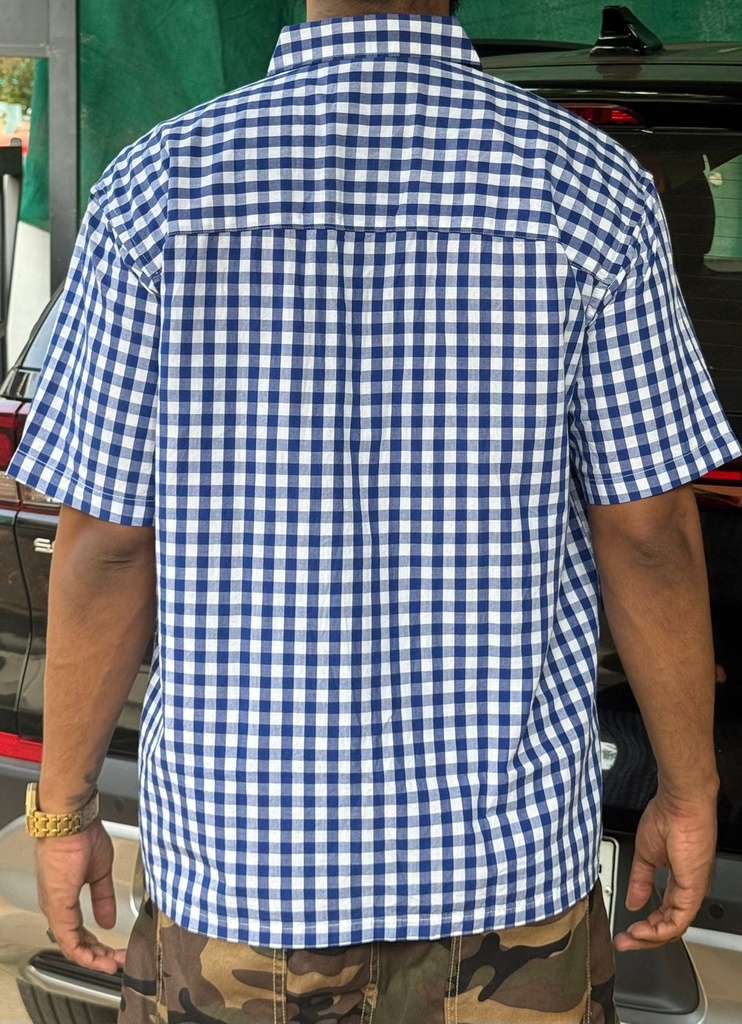 Printed Blue Check boxy Shirt