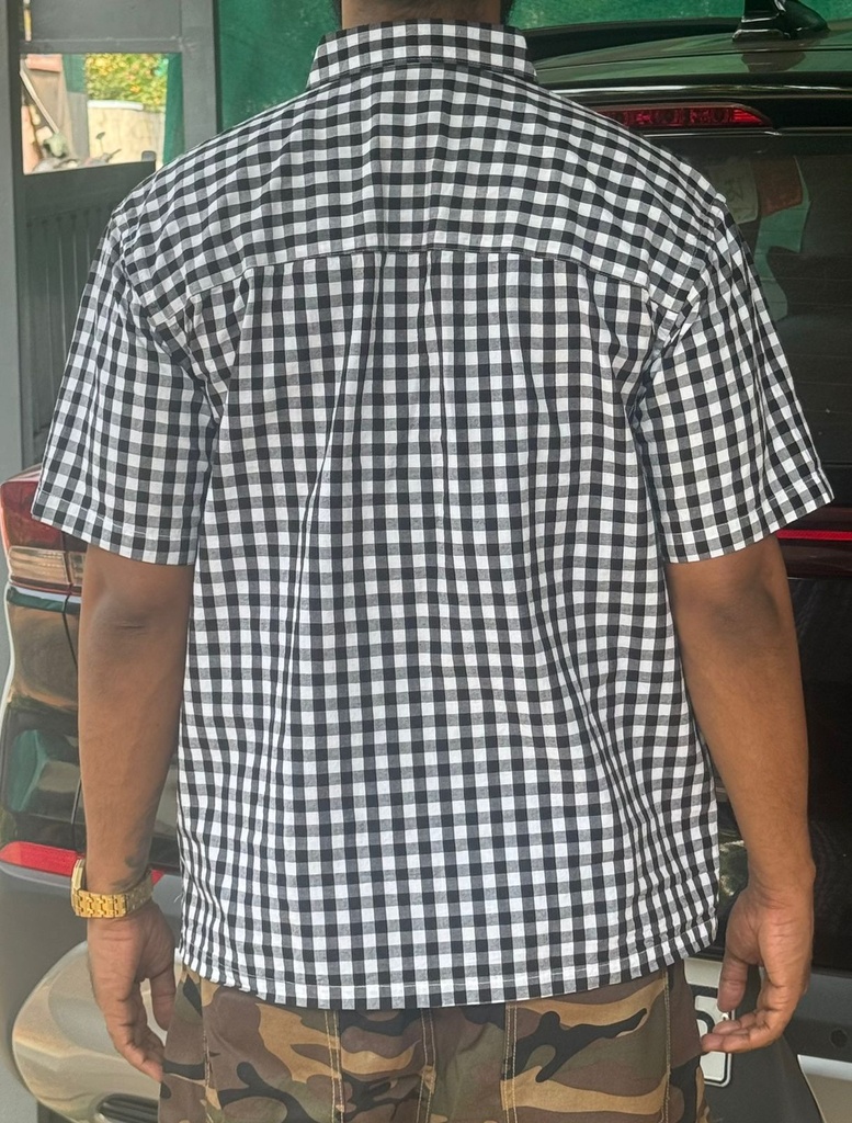 Printed Black Check boxy Shirt