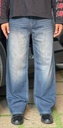 Dark Blue Straight Fit Jeans - light brown shade
