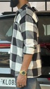 Black and white fullsleeve Flannel boxy Shirt