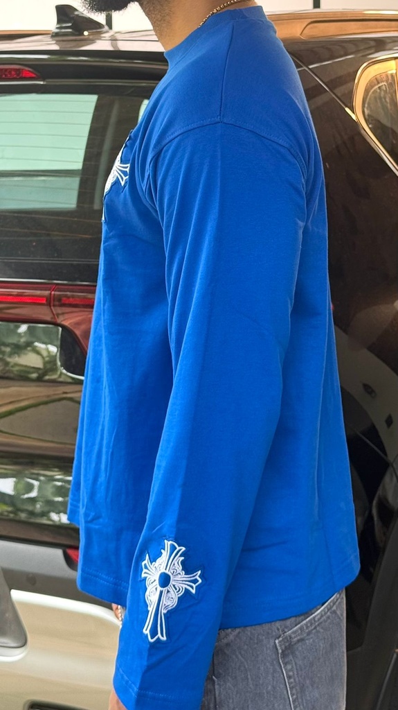 Chrome embroidery IMP look Tshirt - Blue