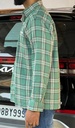 Light green, white check shirt