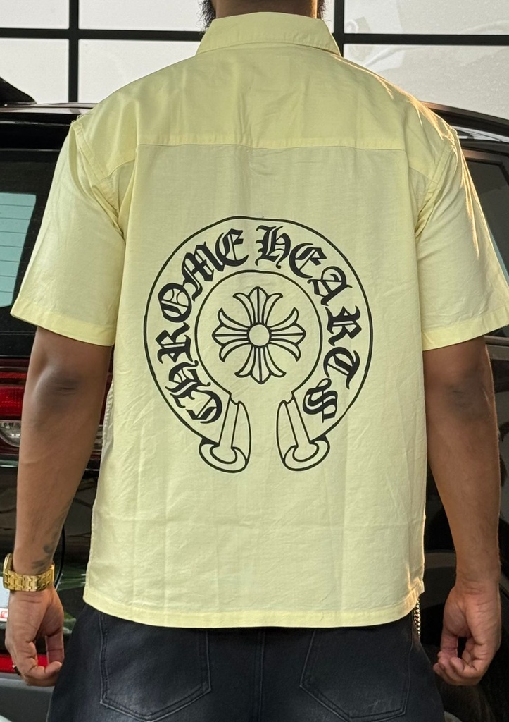 Chrome embroidery Yellow boxy shirt