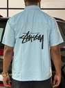 Stuss embroidery Blue boxy shirt