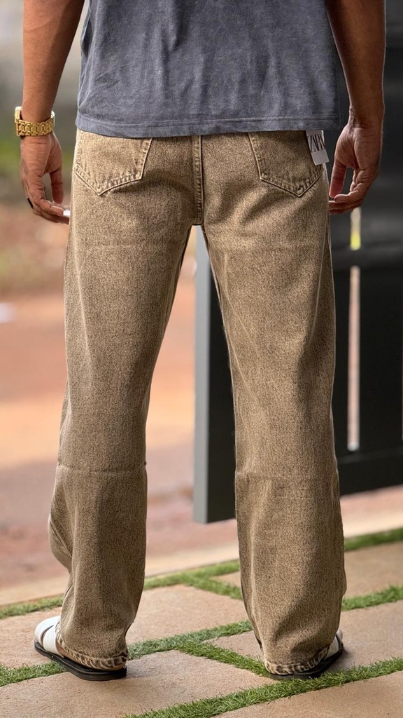 brown stone wash jeans - straight fit