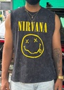 Yellow nirvana smile sleeveless vintage washed