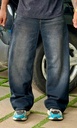 BLACK n Brown line whisker Baggy Rustwash  Jeans