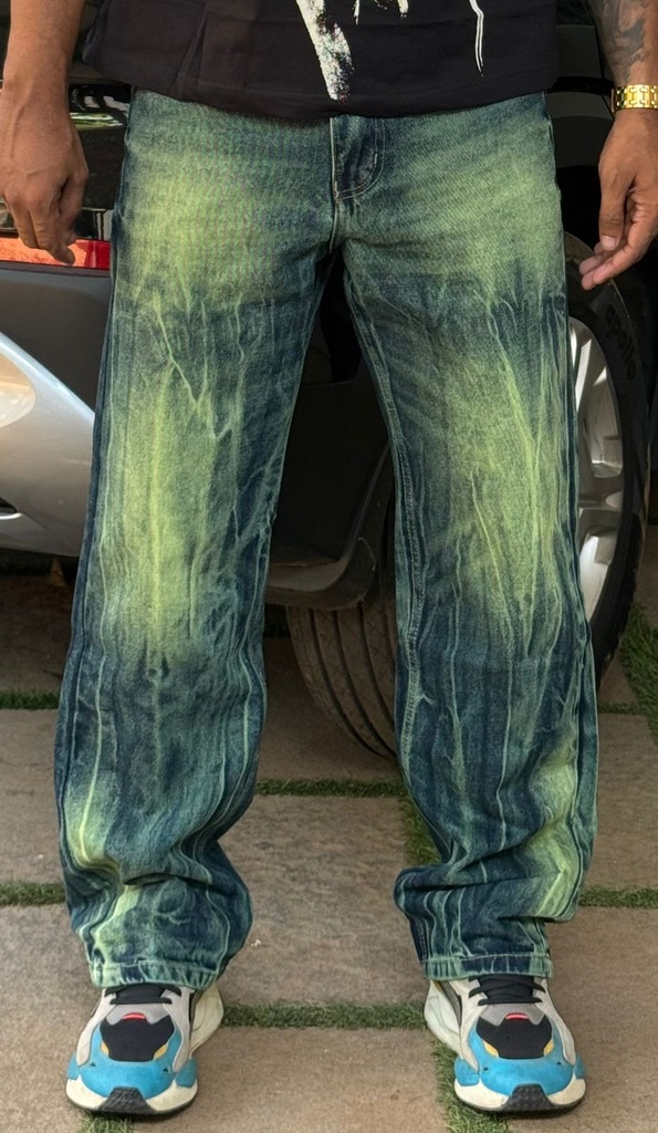 Ffade Straight fit special wash green and blue