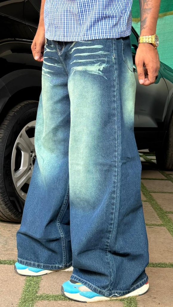 12inch Green faded baggy wide leg