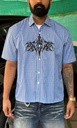 Embroidery Blue check shirts - boxy fit (polyester)