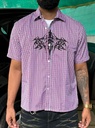 Embroidery RED check shirts - boxy fit (polyester)