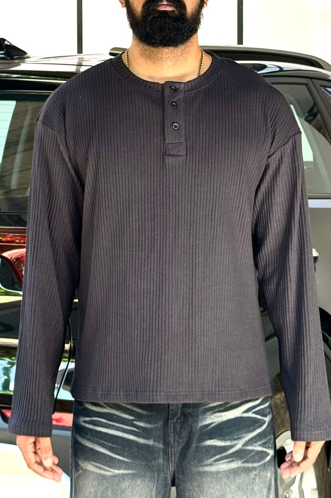 Textured Black Henley