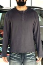 Textured Black Henley - restocks