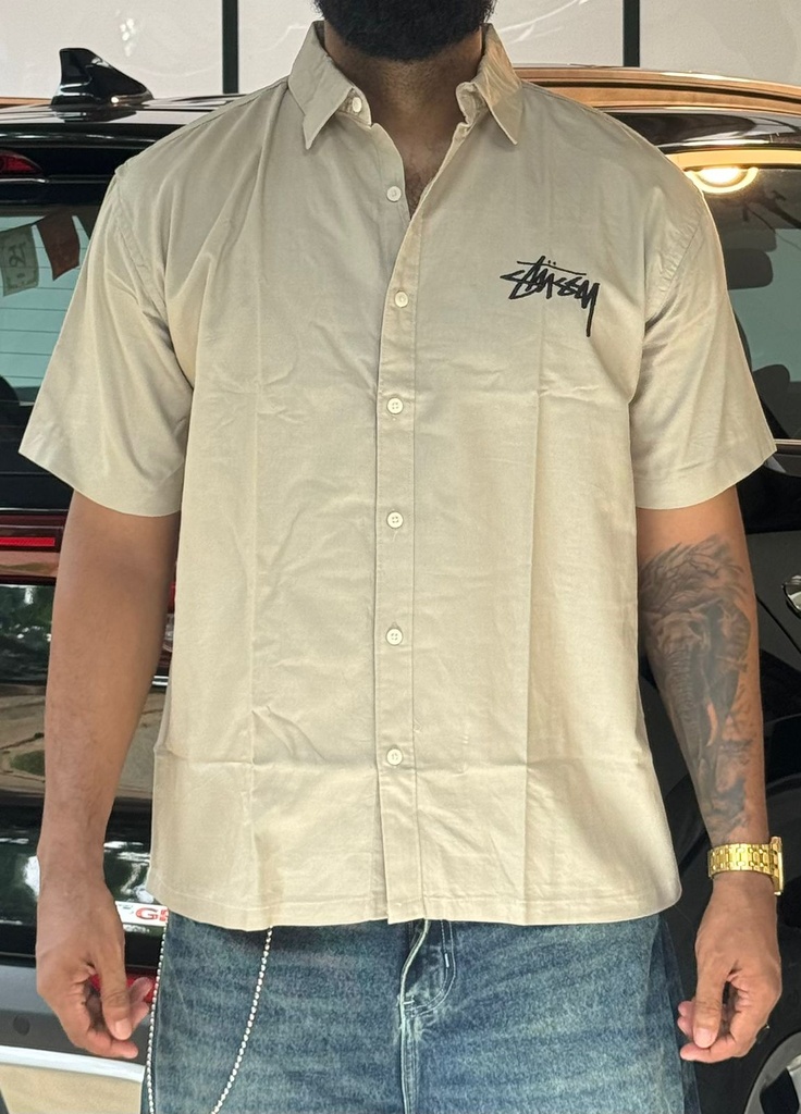 Stuss Embroidery Beige shirt