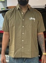 Stuss embroidery Olive green boxy shirt
