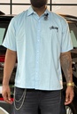 Stuss embroidery Blue boxy shirt