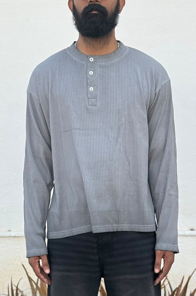 Line Textured grey Henley