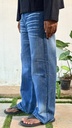 slub blue straight fit jeans