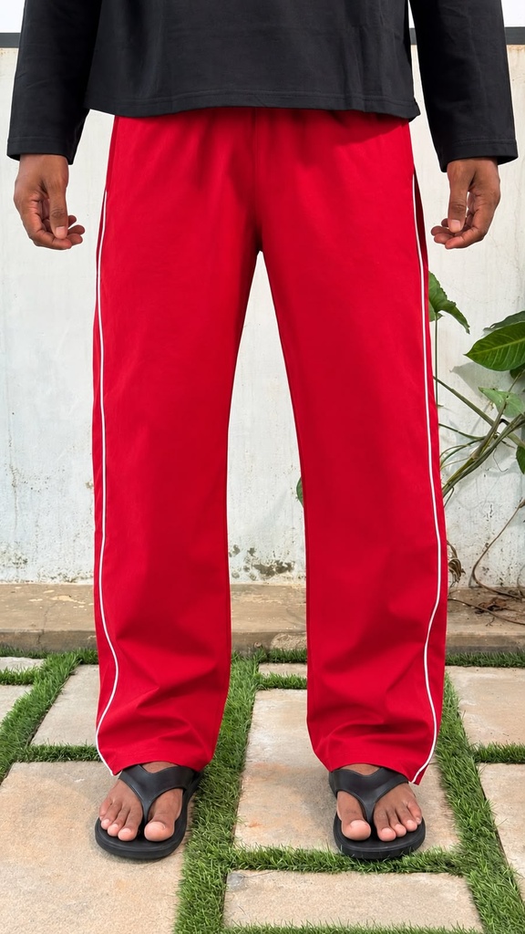 single stripped side line trackpant red