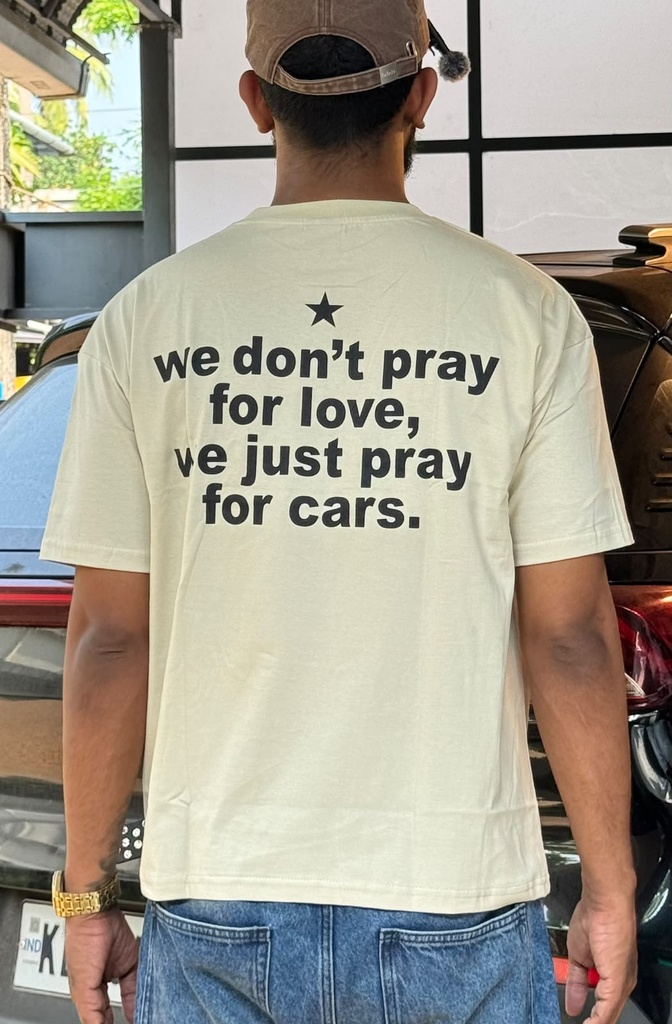 Front and back print cream halfsleeve tshirt