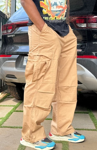 Cotton cargo pocket pants Light Brown