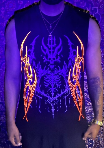 Cybergilism Skull UV glow Sleeveless