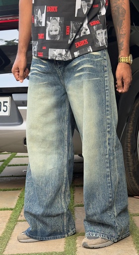 Super Baggy grey faded blue Jeans